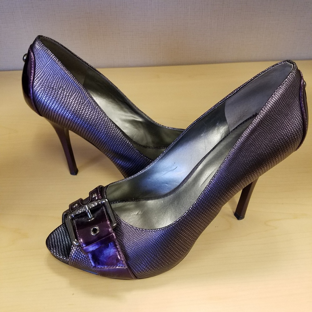 Guess Purple Peep Toe Pump with Buckle
